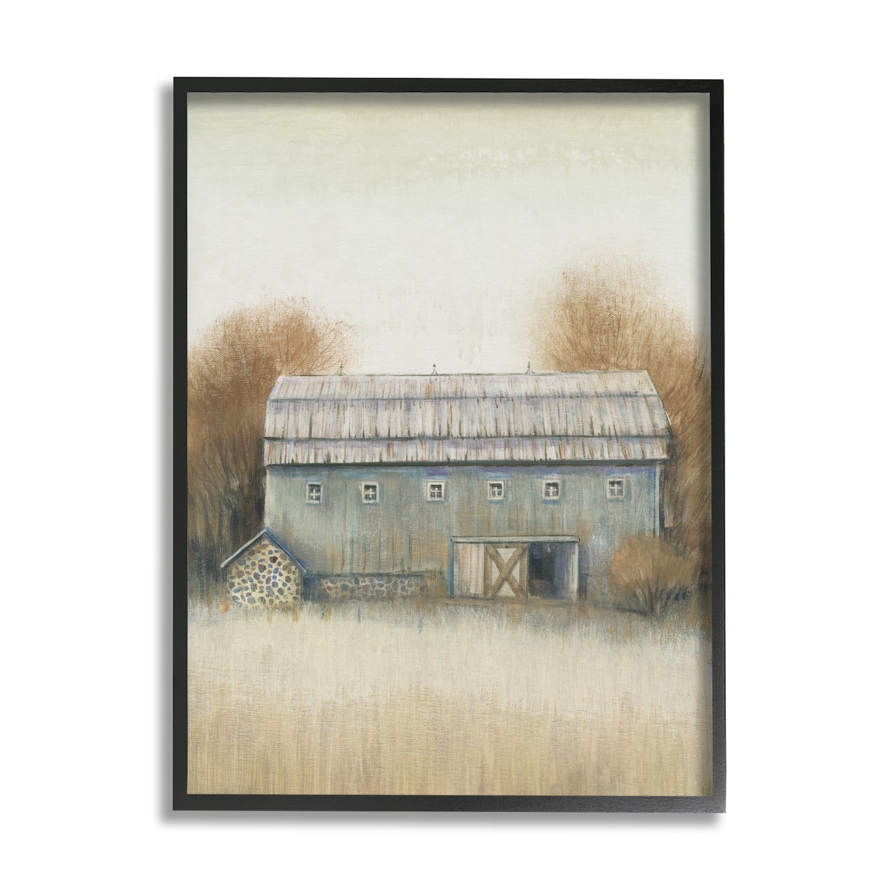 Stupell Industries Autumn Barn Doors Vintage Farm Landscape Framed Wall Art